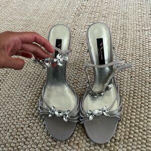 Nina Silver Crystal Embellished Strappy Heels